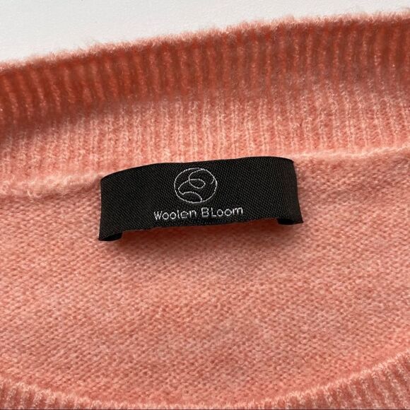 WOOLEN BLOOM WOOL BLEND PINK KNIT SWEATER OVERSIZED‎ ROUND NECK RIBBED TOP SZ S - Picture 7 of 10